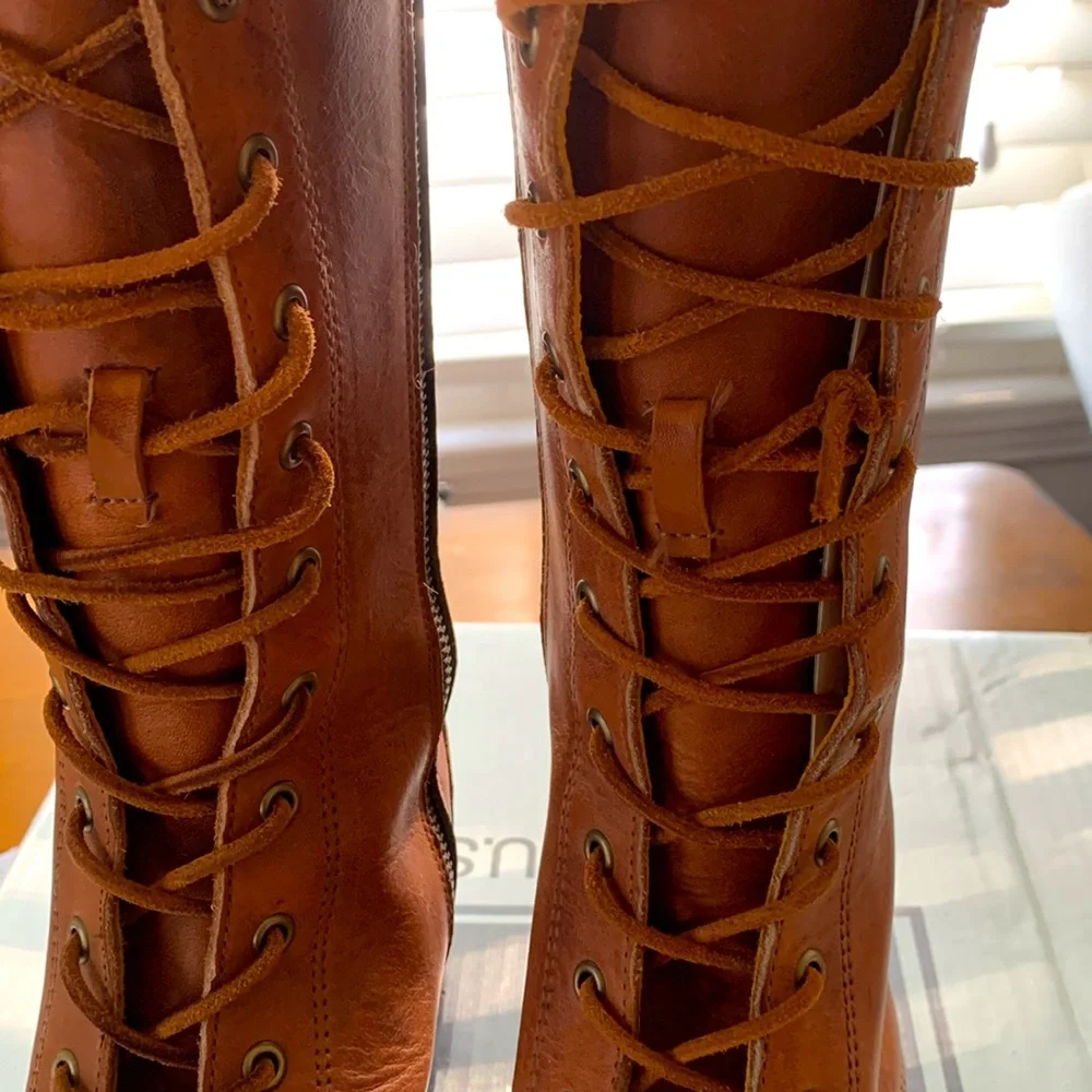 FRYE Campus Lug Lace Leather Knee-High Boots - Picture 6 of 16